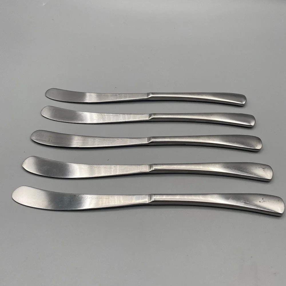 Studio William Stainless LARCH SATIN 5pcs DINNER KniveS 9.25in Flatware